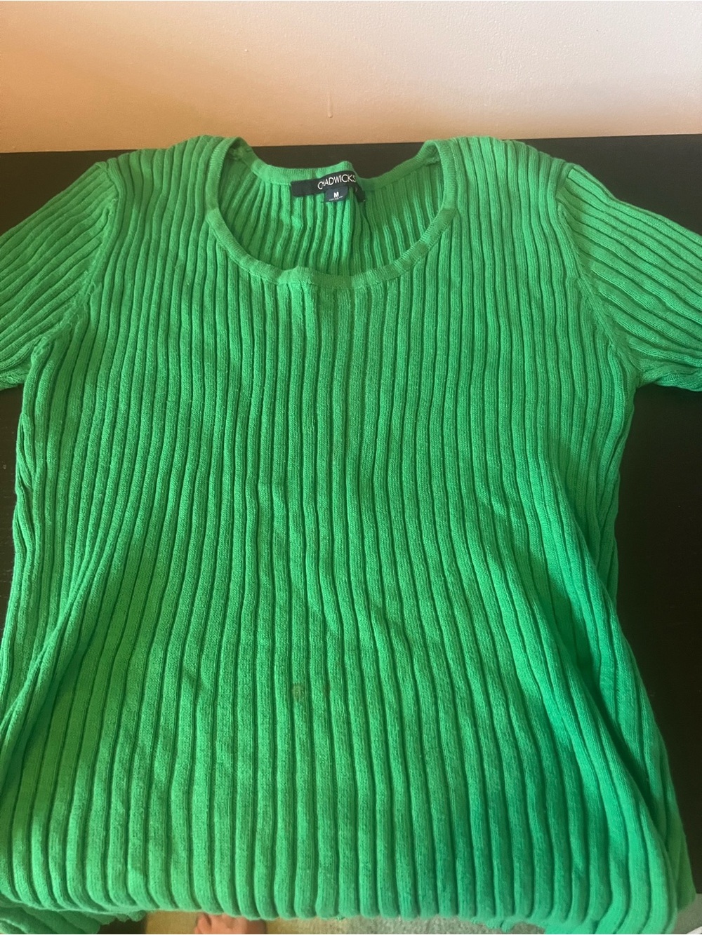 Chadwicks Bright Green Ribbed Crewneck Sweater